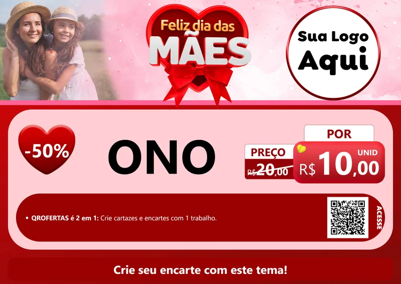 Modelo de Cartaz para Cartaz A4 Horizontal com o tema Feliz Dia Das Mães para Óticas