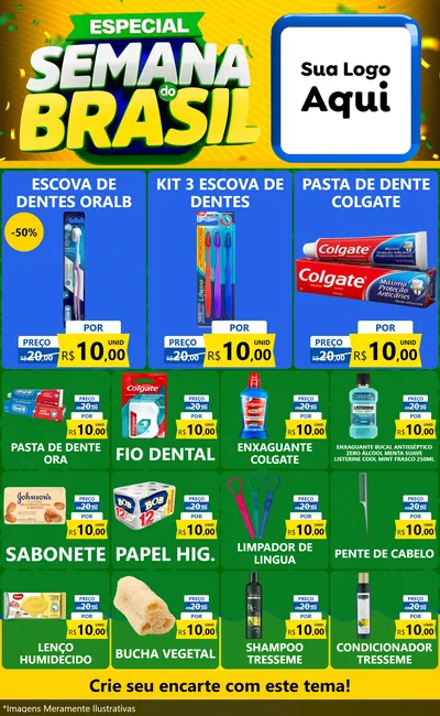 Modelo de Encarte para Encarte Grande com o tema Especial Semana do Brasil para Higiene Pessoal