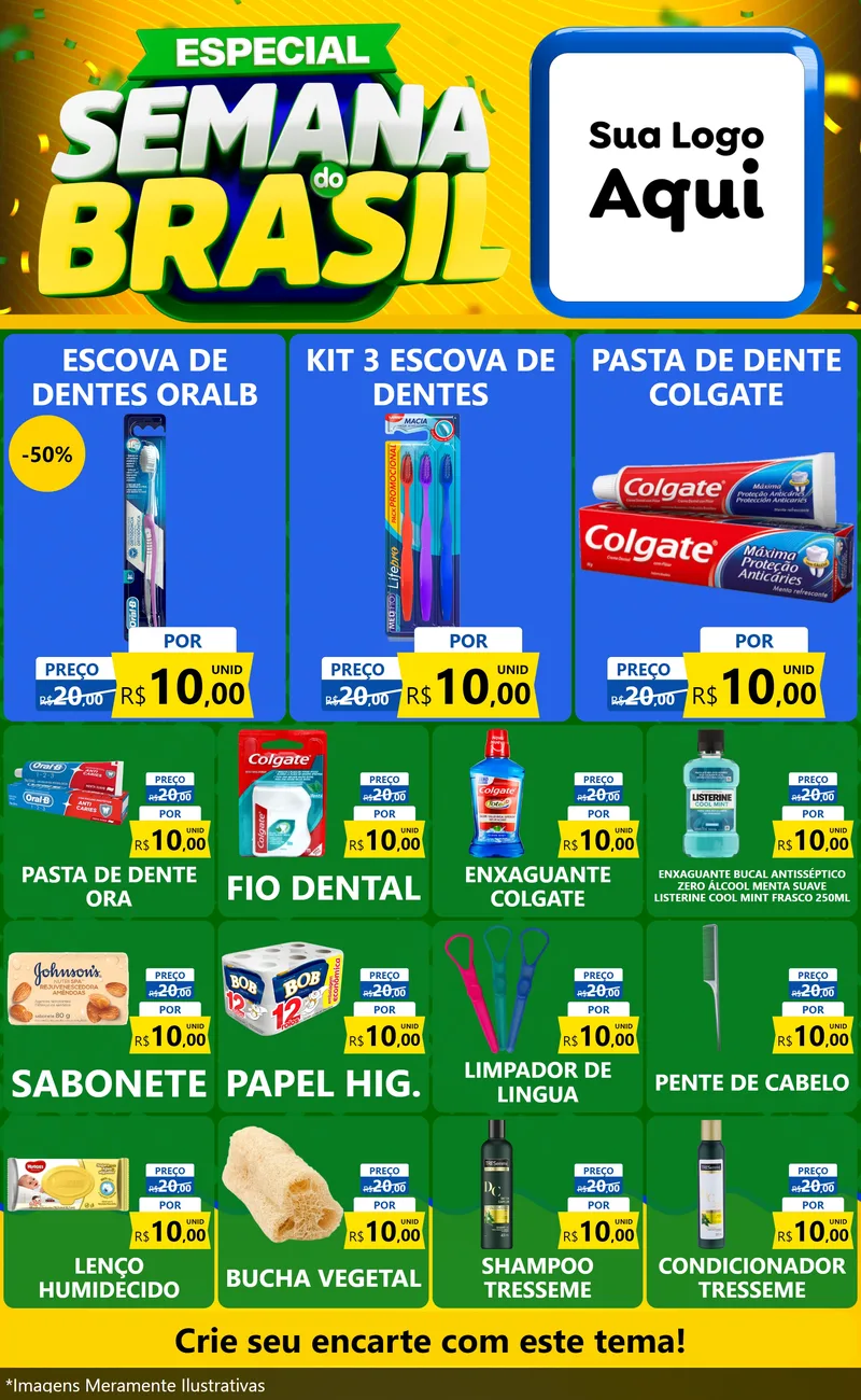 Modelo de Encarte para Encarte Grande com o tema Especial Semana do Brasil para Higiene Pessoal