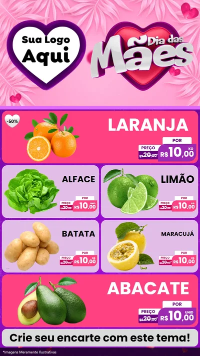Modelo de TV para TV Vertical com o tema Dia das Mães para Hortifrúti