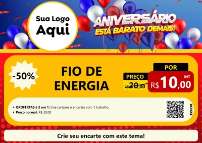 Modelo de Cartaz para Cartaz A4 Horizontal com o tema Aniversário para Materiais Elétricos