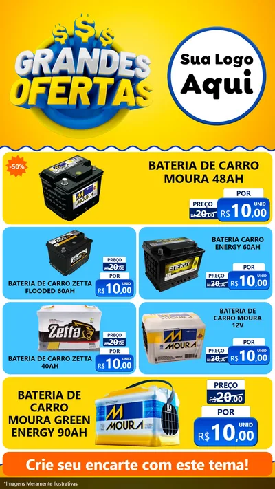 Modelo de TV para TV Vertical com o tema Grandes Ofertas para Baterias Elétricas