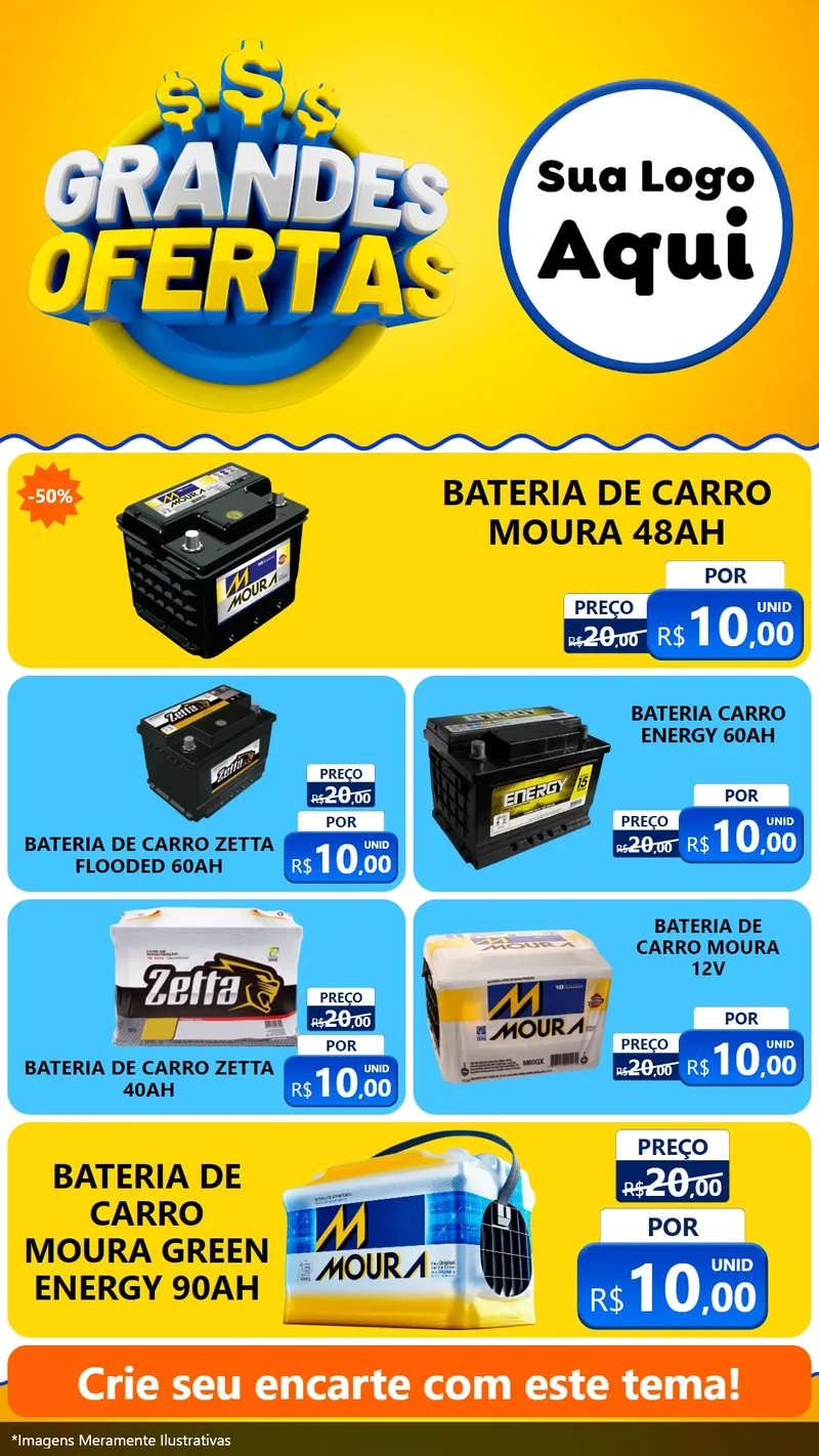 Modelo de TV para TV Vertical com o tema Grandes Ofertas para Baterias Elétricas