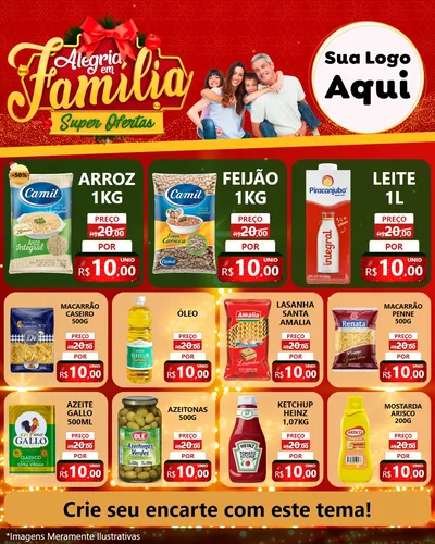 Modelo de Rede Social para Feed Instagram com o tema Alegria em Família Super Ofertas - Natal para Supermercado