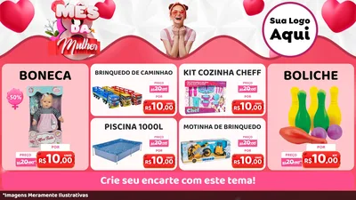 Modelo de TV para TV Horizontal com o tema Mês da Mulher para Brinquedos