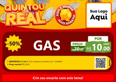 Modelo de Cartaz para Cartaz A4 Horizontal com o tema Quintou do Real para Água e gás