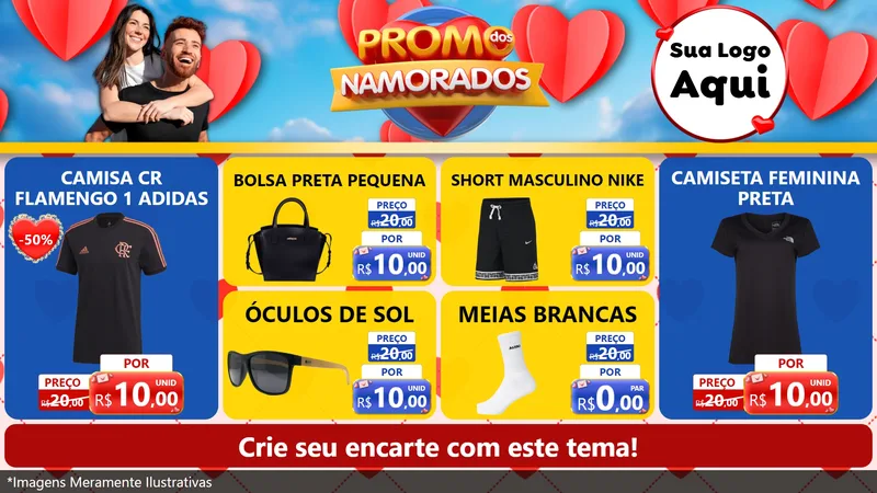 Modelo de TV para TV Horizontal com o tema Promo dos Namorados para Roupas e acessórios