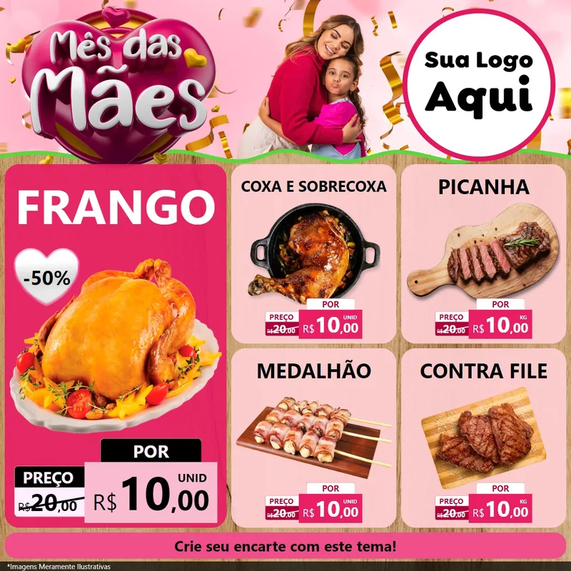 Modelo de Rede Social para Feed Facebook com o tema Mês das Mães para Assados