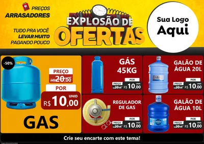 Modelo de Encarte para Encarte A4 Horizontal com o tema Explosão de Ofertas para Água e gás