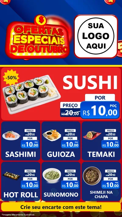 Modelo de Rede Social para Stories com o tema Ofertas Especiais de Outubro para Comida japonesa