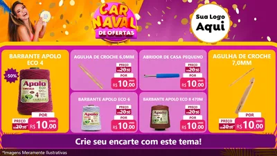 Modelo de TV para TV Horizontal com o tema Carnaval de Ofertas para Armarinho e Aviamentos