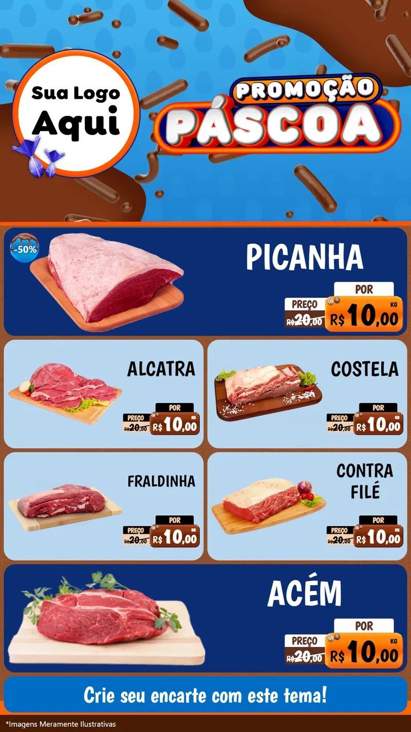 Modelo de TV para TV Vertical com o tema Promoção Páscoa para Açougue