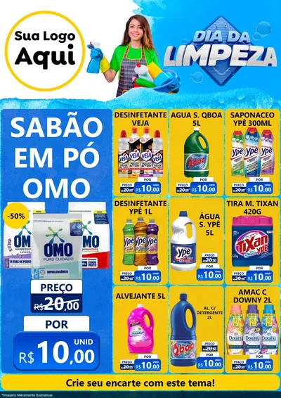 Modelo de Encarte para Encarte A4 Vertical com o tema Dia da Limpeza para Produtos de Limpeza