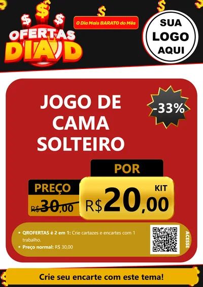 Modelo de Cartaz para Cartaz A4 Vertical com o tema Ofertas Dia D para Cama, Mesa e Banho