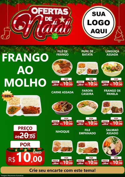 Modelo de Encarte para Encarte A4 Vertical com o tema Ofertas de Natal para Restaurante