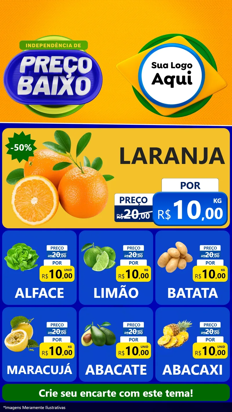 Modelo de Rede Social para Stories com o tema Independência de Preço Baixo para Hortifrúti