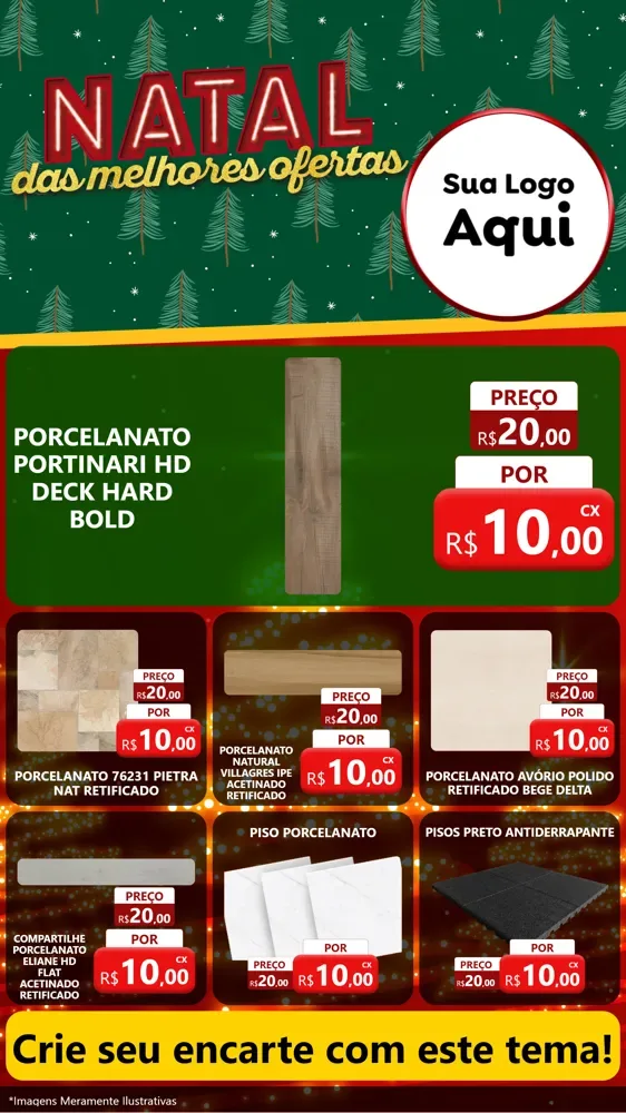 Modelo de Rede Social para Stories com o tema Natal das Melhores Ofertas para Pisos e revestimentos