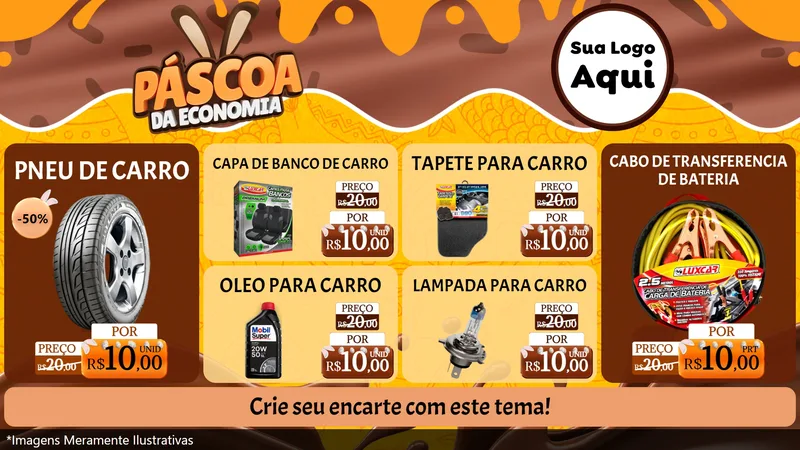 Modelo de TV para TV Horizontal com o tema Páscoa da Economia para Auto peças