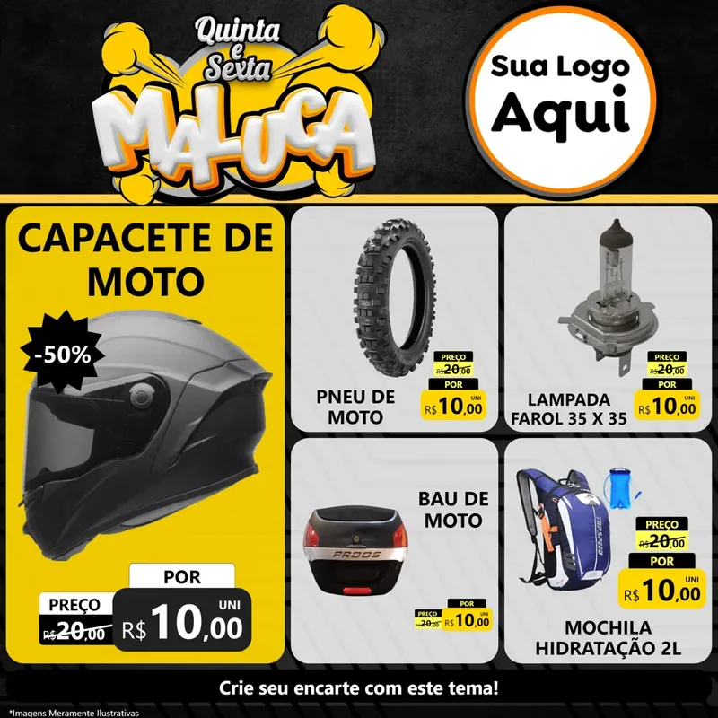 Modelo de Rede Social para Feed Facebook com o tema Quinta e Sexta Maluca para Moto peças
