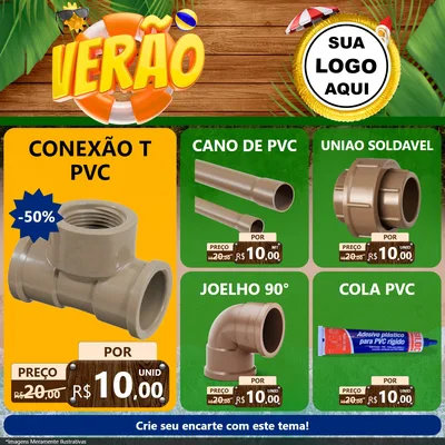 Modelo de Rede Social para Feed Facebook com o tema Verão para Tubos e conexões