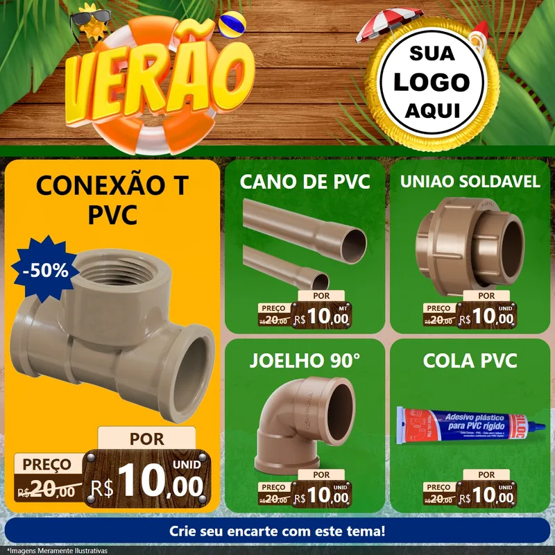 Modelo de Rede Social para Feed Facebook com o tema Verão para Tubos e conexões