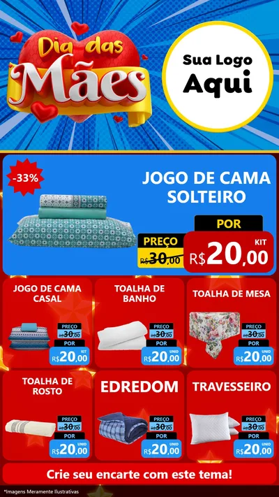 Modelo de Rede Social para Stories com o tema Dia das Mães para Cama, Mesa e Banho