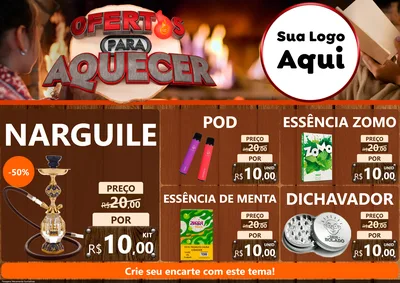Modelo de Encarte para Encarte A4 Horizontal com o tema Ofertas Para Aquecer para Tabacaria