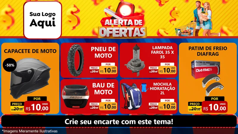 Modelo de TV para TV Horizontal com o tema Alerta de Ofertas para Moto peças