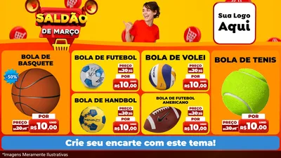 Modelo de TV para TV Horizontal com o tema Saldão de Março para Artigos Esportivos