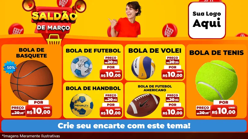 Modelo de TV para TV Horizontal com o tema Saldão de Março para Artigos Esportivos
