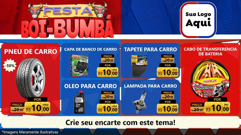 Modelo de TV para TV Horizontal com o tema Festa Boi Bumbá para Auto peças
