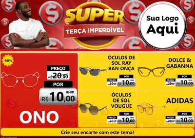 Modelo de Encarte para Encarte A4 Horizontal com o tema Super Terça Imperdível para Óticas