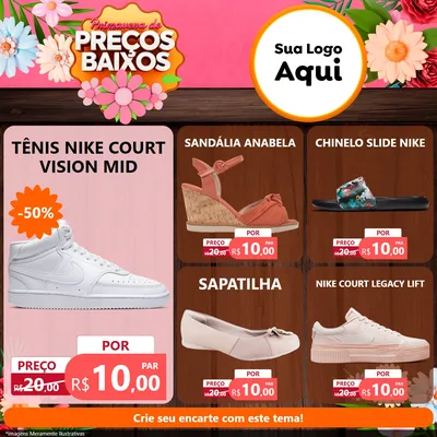Modelo de Rede Social para Feed Facebook com o tema Primavera de Preços Baixos para Calçados