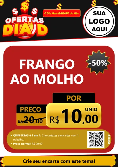 Modelo de Cartaz para Cartaz A4 Vertical com o tema Ofertas Dia D para Restaurante