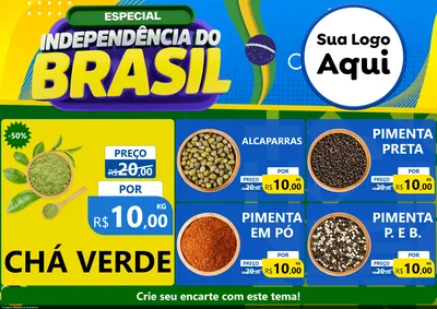 Modelo de Encarte para Encarte A4 Horizontal com o tema Especial Independência do Brasil para Produtos Naturais