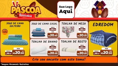 Modelo de TV para TV Horizontal com o tema Páscoa Fantástica para Cama, Mesa e Banho