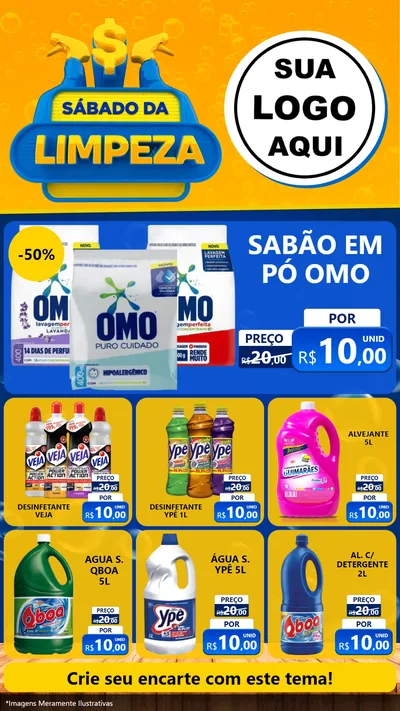 Modelo de Rede Social para Stories com o tema Sábado da Limpeza para Produtos de Limpeza