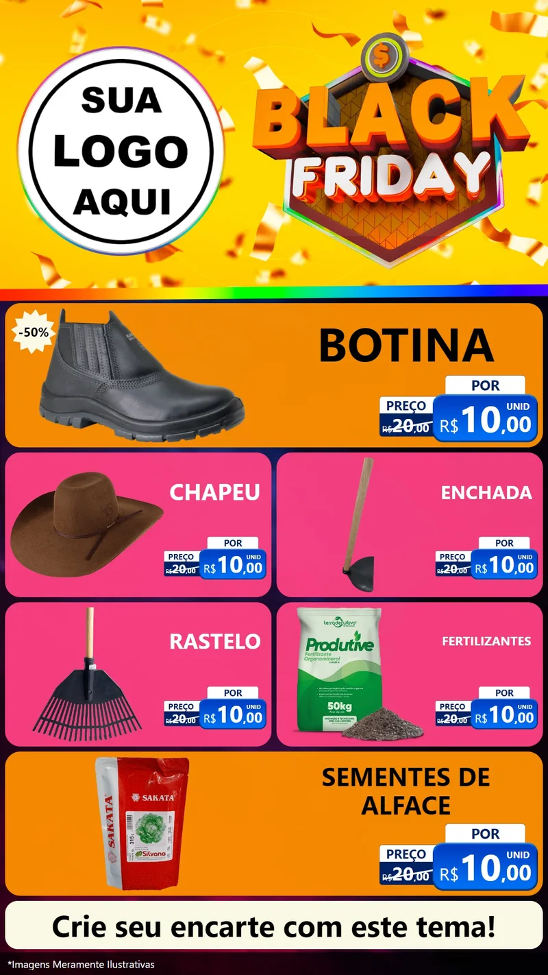 Modelo de TV para TV Vertical com o tema Black Friday para Agropecuária