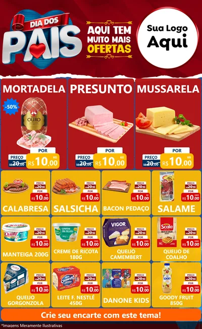 Modelo de Encarte para Encarte Grande com o tema Dia dos Pais para Frios e Laticínios