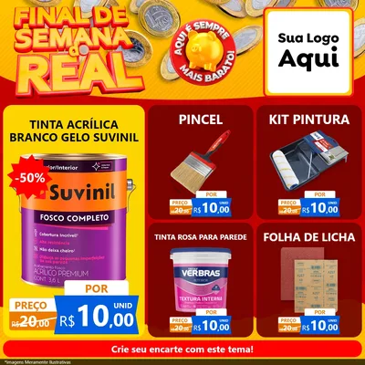 Modelo de Rede Social para Feed Facebook com o tema Final de Semana do Real para Tintas e Ferramentas