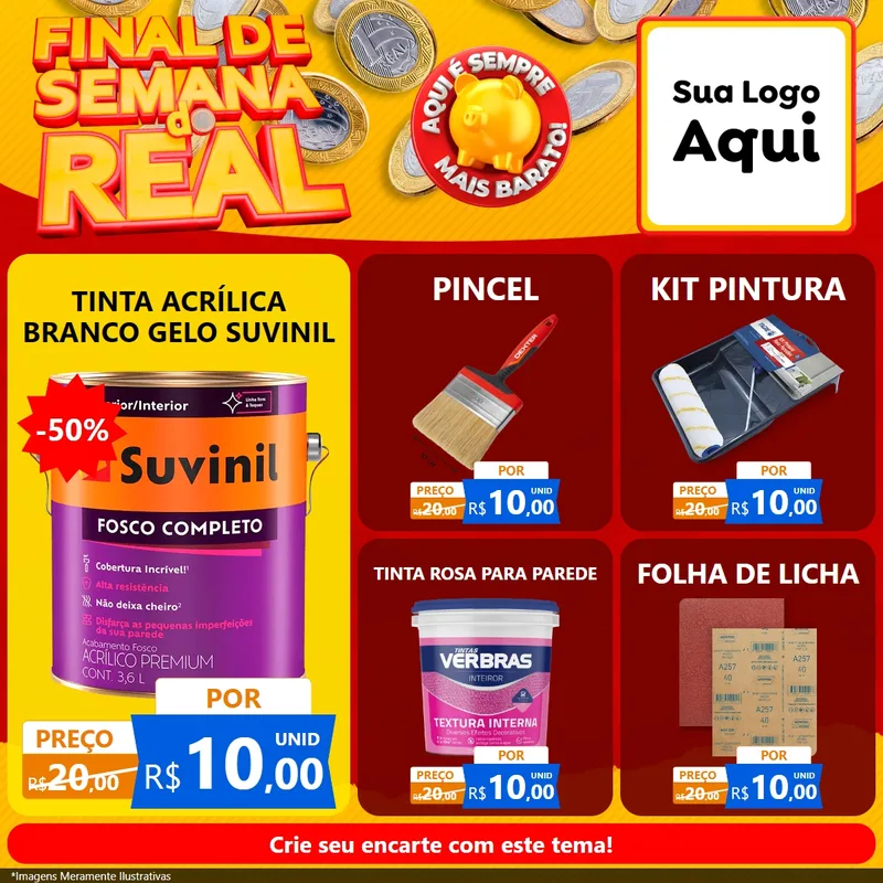 Modelo de Rede Social para Feed Facebook com o tema Final de Semana do Real para Tintas e Ferramentas
