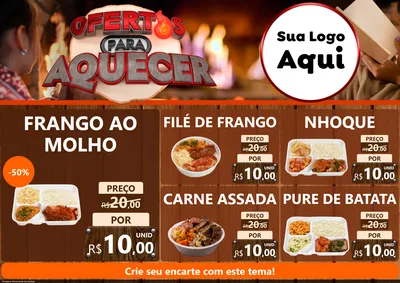 Modelo de Encarte para Encarte A4 Horizontal com o tema Ofertas Para Aquecer para Restaurante
