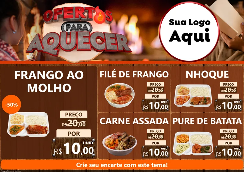 Modelo de Encarte para Encarte A4 Horizontal com o tema Ofertas Para Aquecer para Restaurante