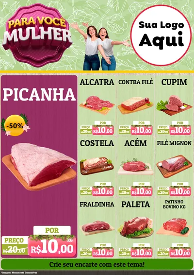 Modelo de Encarte para Encarte A4 Vertical com o tema Para Você Mulher para Açougue