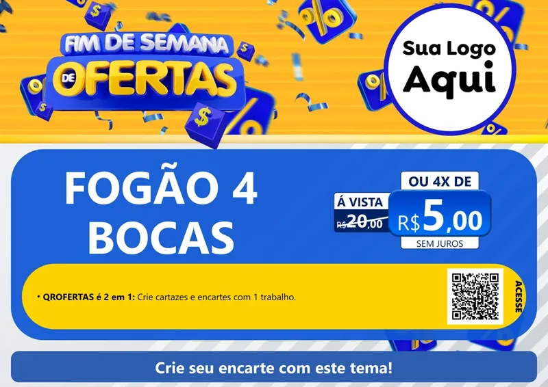 Modelo de Cartaz para Cartaz A4 Horizontal com o tema Fim de Semana de Ofertas para Móveis e Eletro