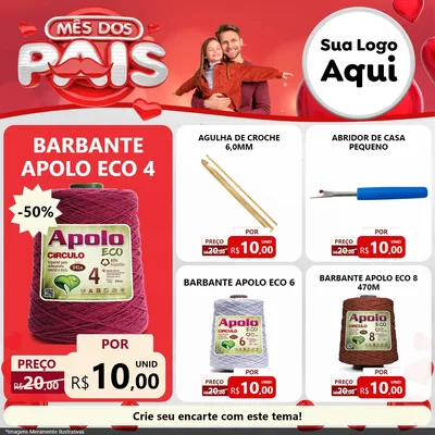 Modelo de Rede Social para Feed Facebook com o tema Mês dos Pais para Armarinho e Aviamentos