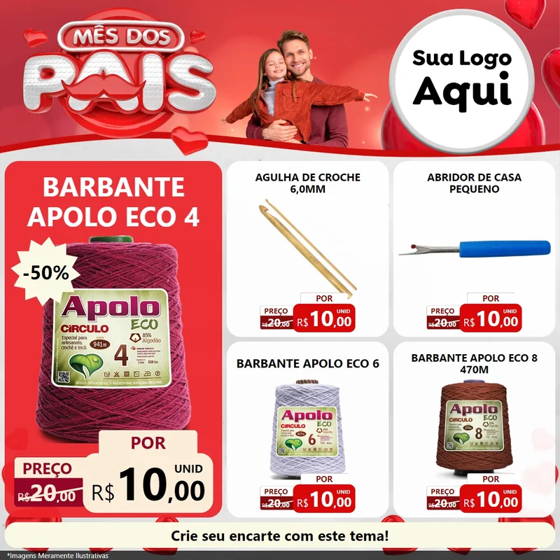 Modelo de Rede Social para Feed Facebook com o tema Mês dos Pais para Armarinho e Aviamentos