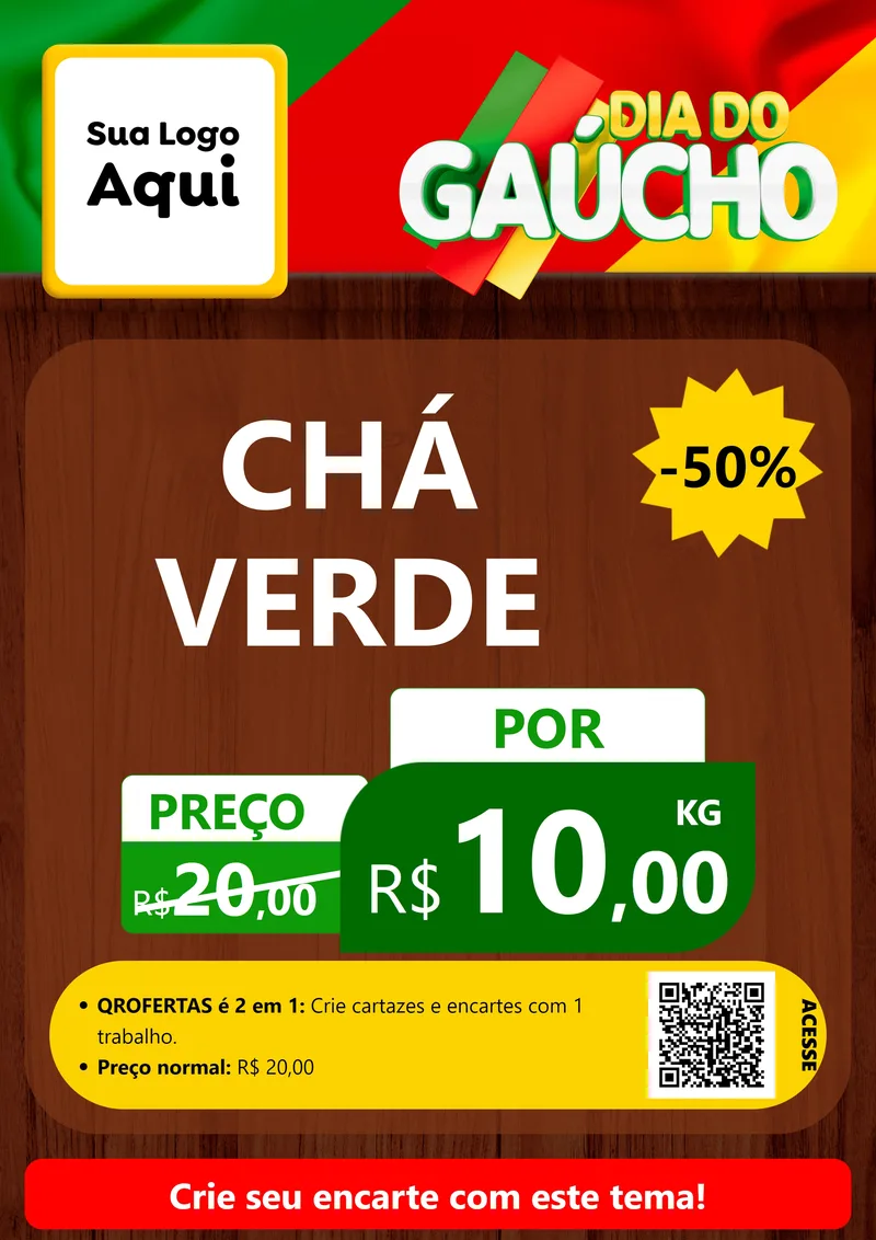 Modelo de Cartaz para Cartaz A4 Vertical com o tema Dia do Gaúcho para Produtos Naturais