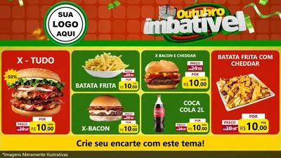 Modelo de TV para TV Horizontal com o tema Outubro Imbatível para Hamburgueria