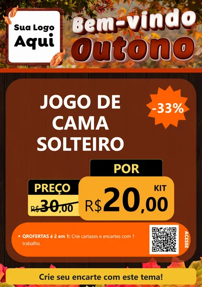 Modelo de Cartaz para Cartaz A4 Vertical com o tema Bem-vindo Outono para Cama, Mesa e Banho